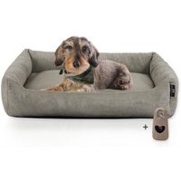 Rohrschneider Hundebett mit Gratis-Beigabe, waschbar, robuster Fein-Cordstoff taupe von Rohrschneider