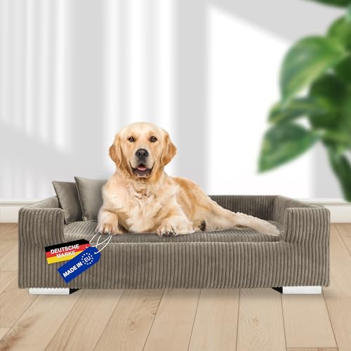 Rohrschneider Hundesofa | Hundebett aus Cord für mittelgroße und Grosse Hunde, hoher Rand, waschbar, Cordstoff aus 100% Polyester | Taupe | B90 x T57 x H26 cm | inkl. 2 x Dekokissen Rohrschneider Hundesofa | Hundebett aus Cord für mittelgroße und Grosse Hunde, hoher Rand, waschbar, Cordstoff aus 100% Polyester | Taupe | B90 x T57 x H26 cm | inkl. 2 x Dekokissen von Rohrschneider