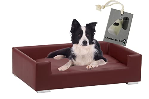 Rohrschneider® Hundesofa Candy | Hundebett Couch für ultimativen Komfort | Hunde Kissen mit Rand ideal als Hunde Reisebett | Hundkorb und Hundebett kleine Hunde (Bordeaux) von Rohrschneider