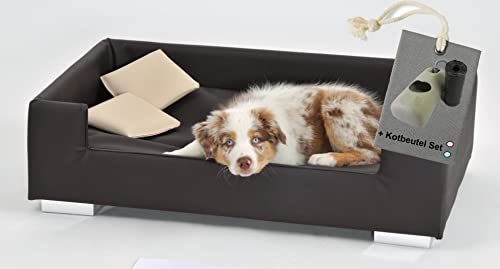 Rohrschneider® Hundesofa Candy | Hundebett Couch für ultimativen Komfort | Hunde Kissen mit Rand ideal als Hunde Reisebett | Hundkorb und Hundebett kleine Hunde (Braun) von Rohrschneider