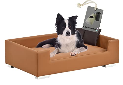 Rohrschneider® Hundesofa Candy | Hundebett Couch für ultimativen Komfort | Hunde Kissen mit Rand ideal als Hunde Reisebett | Hundkorb und Hundebett kleine Hunde (Nougat) von Rohrschneider