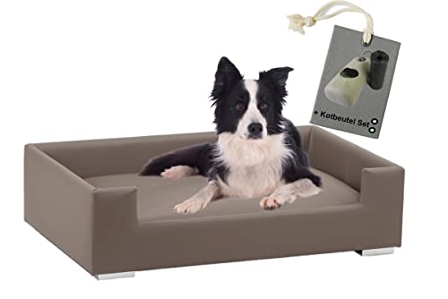Rohrschneider® Hundesofa Candy | Hundebett Couch für ultimativen Komfort | Hunde Kissen mit Rand ideal als Hunde Reisebett | Hundkorb und Hundebett kleine Hunde (Taupe) von Rohrschneider
