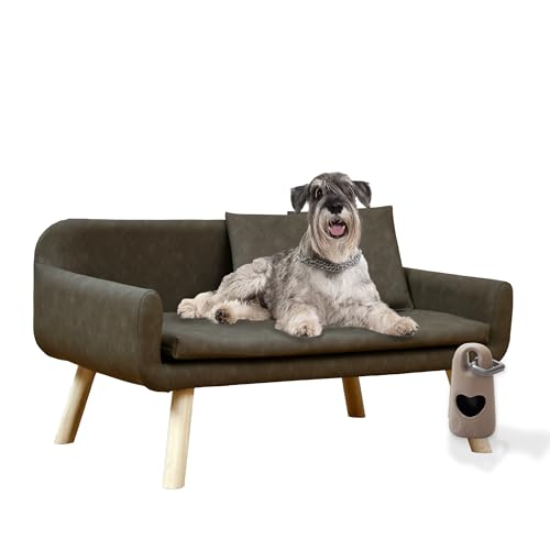 Rohrschneider Hundesofa Abwaschbar Große und Mittlere Hunde Kunstleder Braun/Grau XL von Rohrschneider