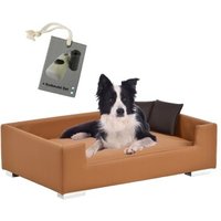 Rohrschneider Hundesofa mit Gratis-Beigabe, Hundecouch Kunstleder braun/ caramell von Rohrschneider