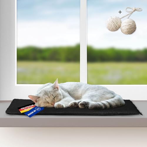 Rohrschneider Katzen Fensterliege | selbstwärmend | Made in EU | Kuscheliges, rutschfest Katzenkissen | waschbares Katzenbett mit Plüschstoff | 2 Größen | versch. Farben (grau, Gr. 1) von Rohrschneider