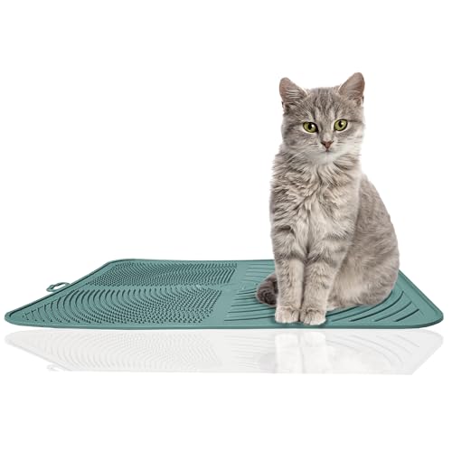 Rohrschneider Katzenklo Matte | Katzentoilette Matte | Vorleger Katzentoilette | Elegante Katzenstreu Matte in modernem Design| Katzenmatte (Blau, 32 x 41,5 cm) von Rohrschneider