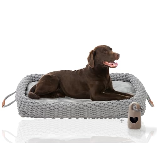 Rohrschneider® Flauschiges Katzen- und Hundebett | Weiches Tierbett für Katzen und Hunde | Katzenkörbchen Hundkorb waschbar | Gemütlicher Schlafplatz für Haustiere | Flauschige waschbare Kissen(L) von Rohrschneider