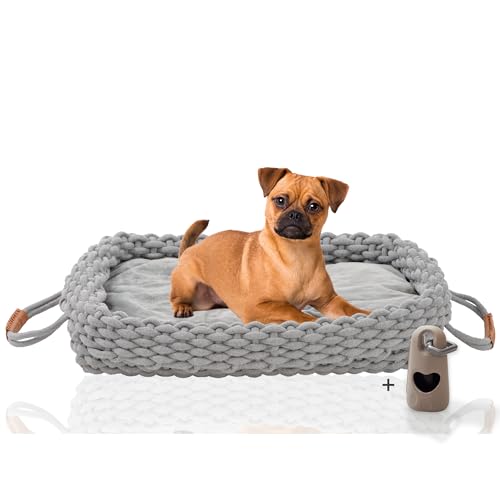 Rohrschneider Flauschiges Tierbett weiches Tierkissen - waschbar | Katzenbett Hundebett | Gemütlicher Schlafplatz für Hunde und Katzen (Gr. M, grau) von Rohrschneider