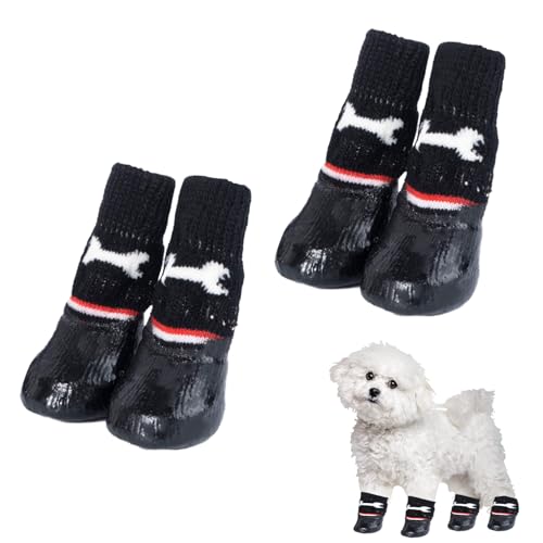 Hundesocken Anti Rutsch 4 Stück Hundeschuhe Wasserdicht Hunde Schuhe Outdoor Antirutschsocken Hund für mittelgroße und große Hunde Regentage Schneetage Wandern (Höhe) von Roinaid