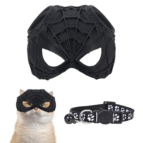 Maske Katze Katzenmaske Interessante Maske für Katzen,Kreative Schwarze Fledermausmaske für Katzen Geeignet für Halloween Oder Den Täglichen Spaß,Kommt mit 1 Halsband,10 * 10 * 7 cm von Roinaid