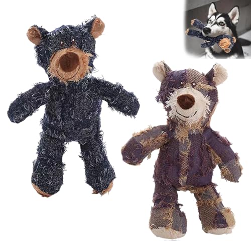 Roinaid 2 Stück Unbreakable Bear Unkaputtbar Hundespielzeug Unkaputtbares Hundespielzeug Unbreakable Bear for Dogs Unbreakable Plüsch Squeaky Bear Dog Toy Geeignet für Hunde die Gerne Kauen von Roinaid