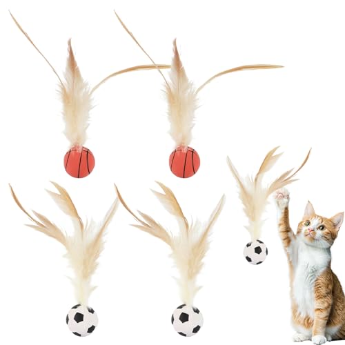 Roinaid 4 Stück Katzenspielzeug Feder Interaktives Federballspielzeug für Katzen Hüpfender Katzenball mit Feder Spielen für Drinnen und Draußen Hochelastischer Spaß für Katzen Roinaid 4 Stück Katzenspielzeug Feder Interaktives Federballspielzeug für Katzen Hüpfender Katzenball mit Feder Spielen für Drinnen und Draußen Hochelastischer Spaß für Katzen von Roinaid