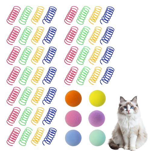 Roinaid 40 Stück Spiralen Katzen, 6 Katzenbälle aus Filz, Kunststoff Katzenspielzeug Spirale,Bunte Interaktives Spirale Katzenspielzeug,Haustier-Spielzeug Neuheiten & Geschenke,für Kätzchen Roinaid 40 Stück Spiralen Katzen, 6 Katzenbälle aus Filz, Kunststoff Katzenspielzeug Spirale,Bunte Interaktives Spirale Katzenspielzeug,Haustier-Spielzeug Neuheiten & Geschenke,für Kätzchen von Roinaid