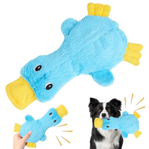 Roinaid Anti Stress Ente Hund,Hundespielzeug Ente,Niedliches Antistressente für Hunde,Klingendes Pfotenmondente,Hundespielzeug Geeignet für Kleine,Mittelgroße und Große Hunde (Blau 37 cm) von Roinaid