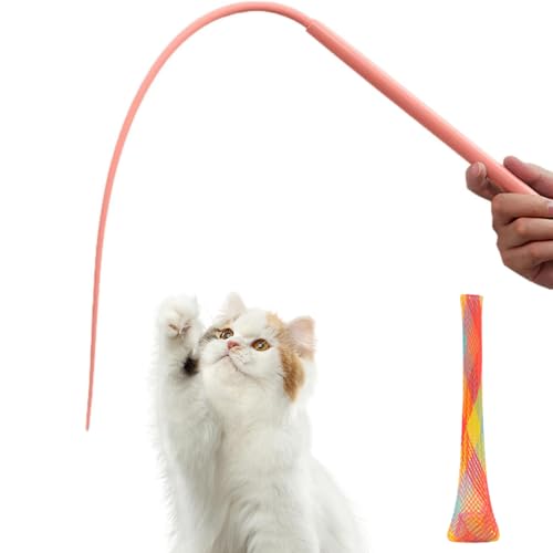 Twigletail Katzenangel Silikon - Teaser Katzen Zauberstab Spielzeug, Geeignet für Katzen zum Spielen, 77 cm, Praktisch und Tragbar (Rosa) von Roinaid