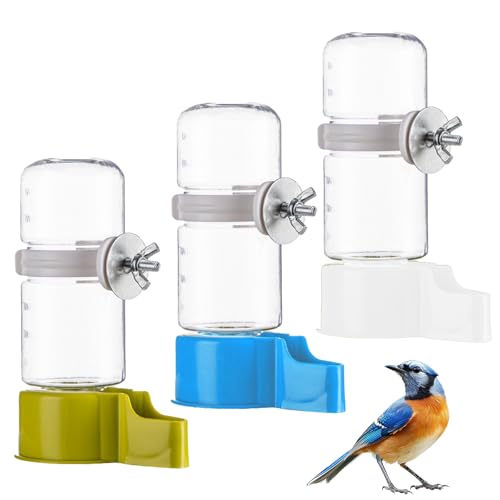 Vogeltränke Käfig 3 PCS Vögel Wasserspender Automatischer Trinkflaschen für Käfig Automatischer Wasserspender für Käfig Geeignet für Wellensittiche Unzertrennliche Nymphensittiche (140ml) von Roinaid