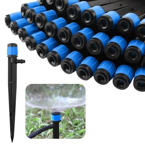 Rolcoassuns 100PCS Bewässerungstropfer Tropfbewässerungsdüsen, Mikro-Sprühdüsen einstellbar, 360-Grad-Vollkreis-Wasserfluss-Bubbler-Sprinkler, passend für 1/4" (4-6 mm) Bewässerungsschlauch (Blau) Rolcoassuns 100PCS Bewässerungstropfer Tropfbewässerungsdüsen, Mikro-Sprühdüsen einstellbar, 360-Grad-Vollkreis-Wasserfluss-Bubbler-Sprinkler, passend für 1/4" (4-6 mm) Bewässerungsschlauch (Blau) von Rolcoassuns