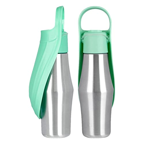 Hundewasserflasche, 750 ml Welpen-Wasserspender, tragbarer, auslaufsicherer Trinkspender für Haustiere, Reise-Wasserflasche aus Edelstahl für Hunde, Haustier-Wasserflaschen für Spaziergänge im Freien von Rolempon