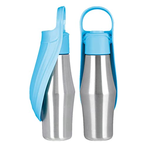 Hundewasserflasche, 750 ml Welpen-Wasserspender, tragbarer, auslaufsicherer Trinkspender für Haustiere, Reise-Wasserflasche aus Edelstahl für Hunde, Haustier-Wasserflaschen für Spaziergänge im Freien von Rolempon
