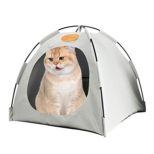 Katzenbett Zelt,Faltbares Hunde-Tipi-Haus | Atmungsaktives, waschbares Haustier-Welpenzelt für den Innen- und Außenbereich, Bettzelt mit doppelseitigem Kissen Rolempon von Rolempon