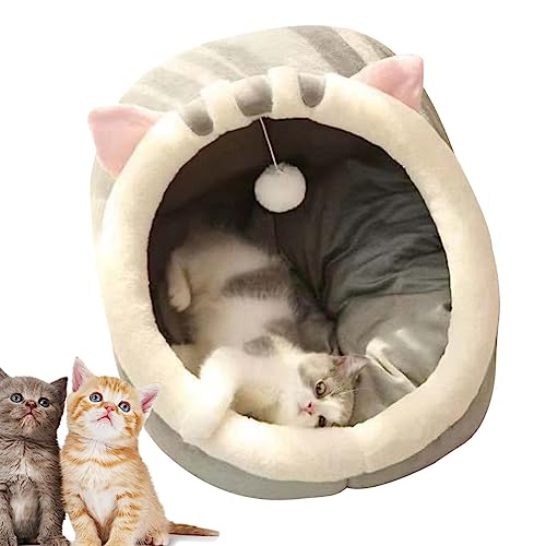 Katzenhaus | Niedliche Cartoon-Betten für kleine Hunde,Dekorative halbgeschlossene Haustierhöhle mit Hängespielzeug und Wattepad für Welpenkätzchen Rolempon von Rolempon