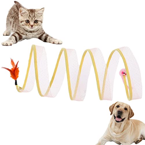 Katzenschlauch, S-Typ-Katzen-Tunnelfederspielzeug, Kaninchen-Tunnel mit Bällen und Crinkle Cat Outdoor-Katzenspielzeug für interaktives Kätzchenspiel Rolempon von Rolempon