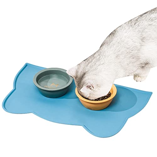 Rolempon Futtermatte für Hunde und Katzen - wasserdichte Lebensmittelmatte aus Silikon mit erhöhten Kanten,rutschfeste, auslaufsichere Haustier-Fütterungsmatte für Futter und Wasser, leicht von Rolempon