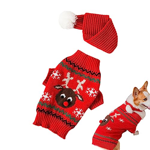 Rolempon Hundepullover,Neujahrs-Weihnachtspullover Haustierkleidung | Weicher und bequemer Strickpullover mit Rentier-Design für kleine Hunde, Welpen, Katzen, Heimkleidung von Rolempon