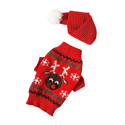 Rolempon Hundepullover für Weihnachten | Dicke und warme Hunde-Weihnachtspullover, gestrickte Kleidung - Hunde-Rentier-Pullover, weiche und Dicke Nadelarbeit für kleine Hunde, Welpen, Katzen von Rolempon