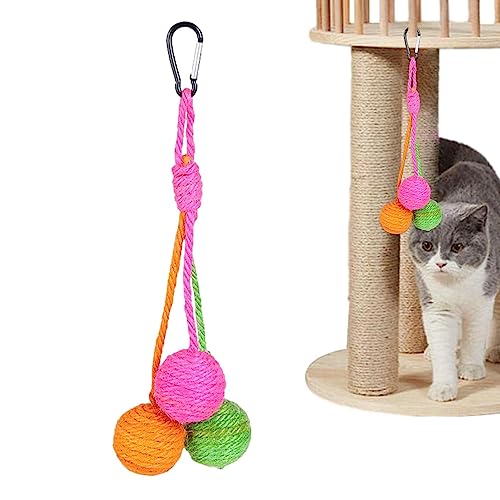 Rolempon Katzen-Sisalball | Katzenballspielzeug - Tragbares und interaktives Katzen-Sisal-Seilballspielzeug, rollender Ball, Kratzkatzenspielzeug für Haustiere, Katzen, Welpen von Rolempon