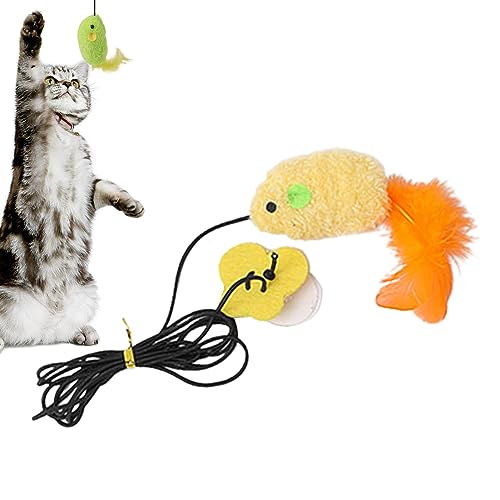 Rolempon Katzen-Teaser-Stick-Spielzeug - Anhänger Sound Mouse Teasing Toy Zauberstab | Langeweile linderndes Haustier-Übungsspielzeug für kleine, mittlere und große Katzen von Rolempon