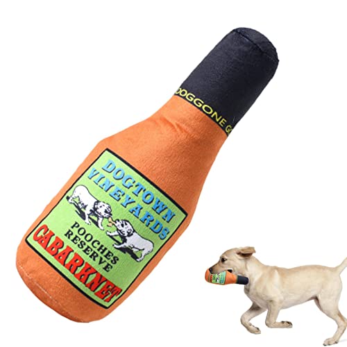 Rolempon Plüsch-Hundespielzeug,Plüsch Quietschende Sektflasche Beißspielzeug - Welpen beruhigendes Spielzeug gegen Langeweile, schöne farbige Zahnungsspielzeuge für Haustiergeschenke von Rolempon