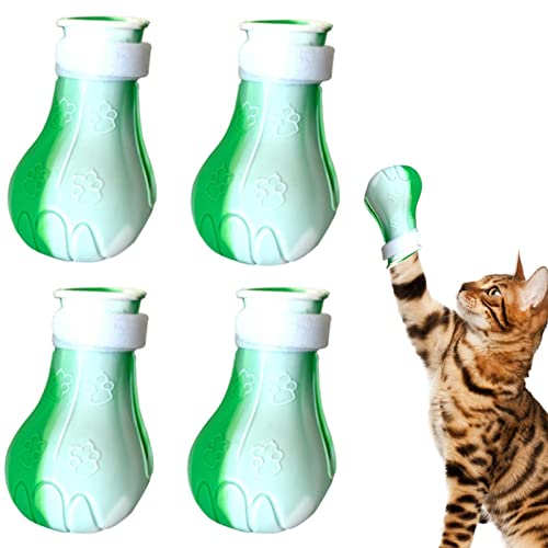 Rolempon Silikon-Katzenstiefel | Kratzfeste Katzenfüße im 4er-Set,Silikon-Katzenpfotenschutzschuhe zum Baden und Rasieren von Katzen, Katzenstiefel gegen Kratzer von Rolempon