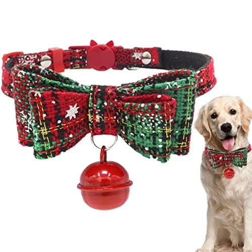 Rolempon Weihnachten Haustierhalsband - Niedliche Weihnachts-Schneeflocken-Hundehalsbänder,Verstellbare Weihnachts-Hundehalsbänder mit Schneeflocken-Karomuster für kleine und mittelgroße Haustiere von Rolempon