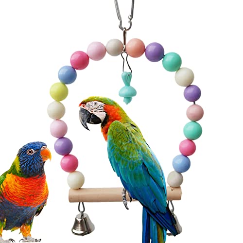 Vogel Barsch Spielzeug | Papageien-Barschständer aus Holz,Buntes Perlenglocken-Kletterspielzeug für Sittiche, Liebesvögel und andere Papageien Rolempon von Rolempon