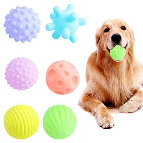 Rolin Roly 6Pcs Hundeball-Spielzeug Dog Ball Hundebälle Gummibälle Hundespielzeug Ball mit Glocke Spielball für Hunde Bissfest Hundespielzeug Ball von Rolin Roly