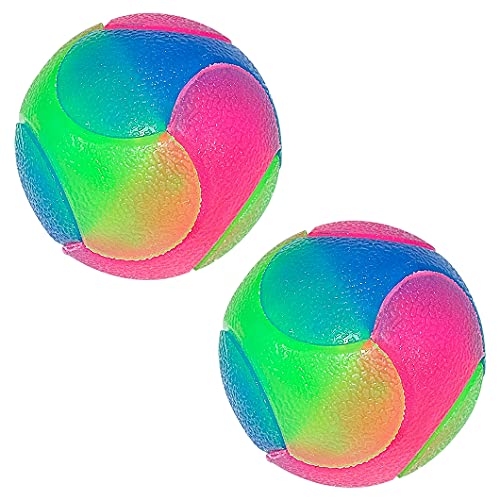 Rolin Roly Leuchtend Glow Ball Blinkender Ball Hundeball Hundebälle Hundespielzeug Ball Mit LED Licht Spielball für Hunde Bissfest Hundespielzeug Ball (2PK Large Ball) von Rolin Roly