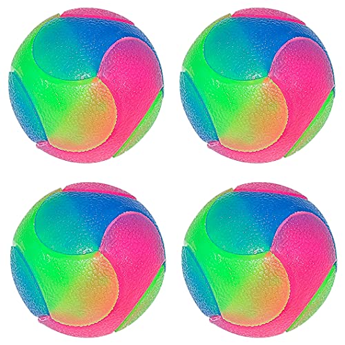 Rolin Roly Leuchtend Glow Ball Blinkender Ball Hundeball Hundebälle Hundespielzeug Ball Mit LED Licht Spielball für Hunde Bissfest Hundespielzeug Ball (4PK Large Ball) von Rolin Roly