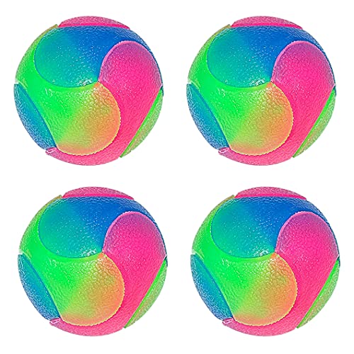 Rolin Roly Leuchtend Glow Ball Blinkender Ball Hundeball Hundebälle Hundespielzeug Ball Mit LED Licht Spielball für Hunde Bissfest Hundespielzeug Ball (4PK Smooth Ball) von Rolin Roly