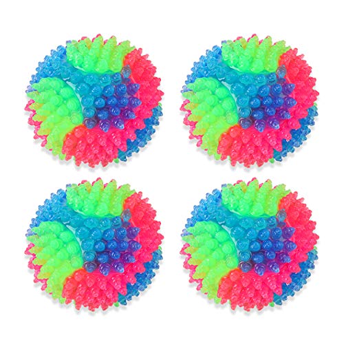Rolin Roly Leuchtend Glow Ball Blinkender Ball Hundeball Hundebälle Hundespielzeug Ball Mit LED Licht Spielball für Hunde Bissfest Hundespielzeug Ball (4PK Spiky Ball) von Rolin Roly