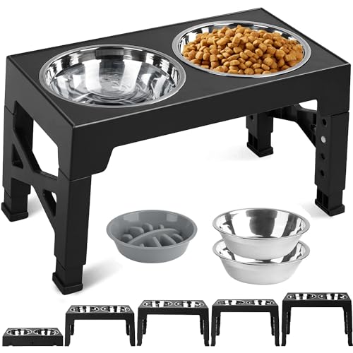 Romicta Erhöhte Futterstation für große Hunde, 5-Fach höhenverstellbar, inkl. 2 * 1200ML Edelstahlnäpfen und 1 * 800ML Langsamfutternapf Romicta Erhöhte Futterstation für große Hunde, 5-Fach höhenverstellbar, inkl. 2 * 1200ML Edelstahlnäpfen und 1 * 800ML Langsamfutternapf von Romicta