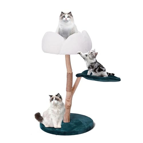 Romiromi Kratzbaum 93 cm hoch, Katzenkratzbaum mit Blütenplüsch und Massivholz Sisal Kombination, Kletterbaum für Katzen, Katzenbaum mit Bett Romiromi Kratzbaum 93 cm hoch, Katzenkratzbaum mit Blütenplüsch und Massivholz Sisal Kombination, Kletterbaum für Katzen, Katzenbaum mit Bett von Romiromi
