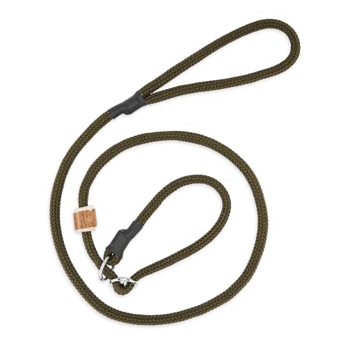 Moxonleine Melrose mit Zugbegrenzung/Zugstopp | Retrieverleine - Halsband und Leine in einem | Schöne Farben | 8mm x 130 cm (Oliv) von Romneys