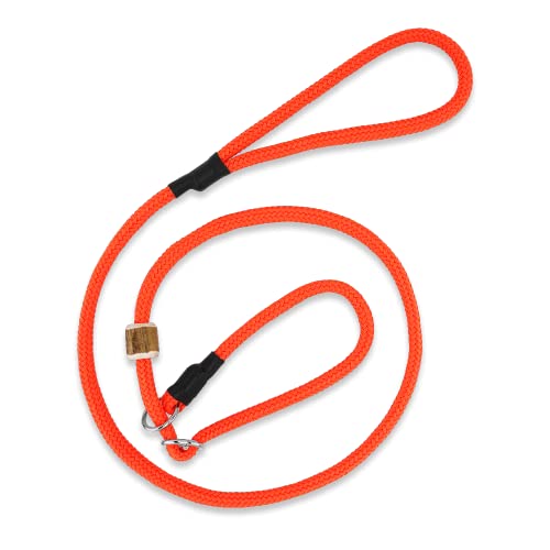 Moxonleine Melrose mit Zugbegrenzung/Zugstopp | Retrieverleine - Halsband und Leine in einem | Schöne Farben | 8mm x 130 cm (orange) von Romneys