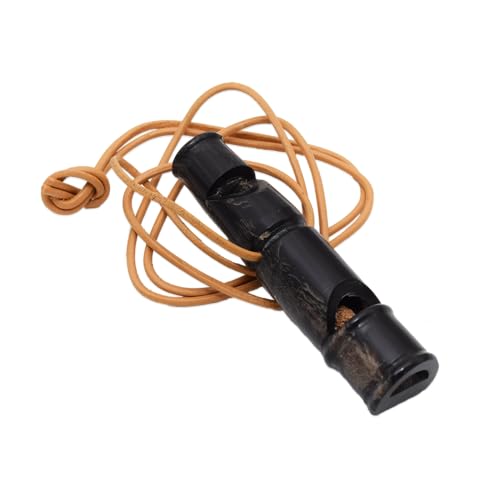 Handgearbeitete Büffelhornpfeife (Pfiff + Triller) – Naturprodukt mit Lederband, robust & weit hörbar – ideal für Hundetraining, Jagd & Outdoor (9 cm) von Romneys
