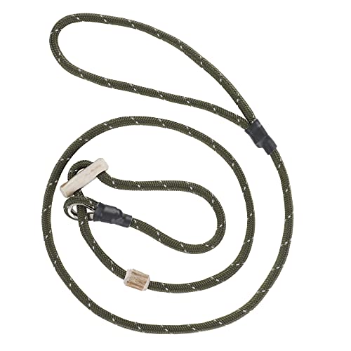 Hundeleine mit Halsband 6mm | Moxonleine Retrieverleine Agilityleine | Mit Zugbegrenzung, Zugstopp aus Hirschhorn | Verschiedene Längen | Verschiedene Farben3 (Oliv-reflektierend, 130 cm) von Romneys