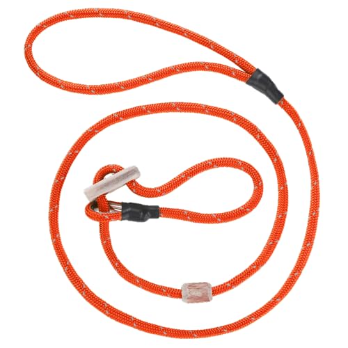 ROMNEYS Moxonleine Durham 6 mm – handgefertigte Retrieverleine & Agilityleine mit Hirschhorn-Zugstopp – Leine & Halsband in einem – Hundeleine Made in Germany (Orange-reflektierend, 130 cm) von Romneys