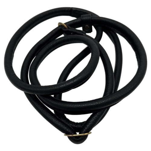 Weiche Ledermoxonleine, Halsband und Leine für Hunde aus Büffelleder, 120 cm lang, 8 mm Durchmesser, schwarz Weiche Ledermoxonleine, Halsband und Leine für Hunde aus Büffelleder, 120 cm lang, 8 mm Durchmesser, schwarz von Romneys