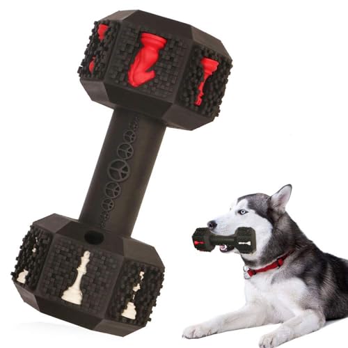 RongHousing Hantel-Kauspielzeug für aggressive Kauer Unzerstörbares interaktives Hundespielzeug für große und mittelgroße Kauspielzeuge in Lebensmittelqualität. (Größe XL, Schwarz) von RongHousing