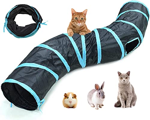 RongQiLBB 2 Wege Katzentunnel Faltbare Katzen Tunnel Spielzeug Tunnel für Kätzchen, Welpen, Kaninchen, Meerschweinchen Indoor Und Outdoor (123cm Lang) von RongQiLBB